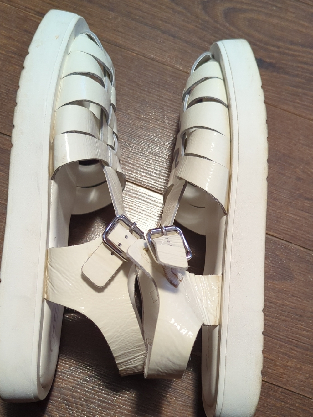 L'intervalle Women's White Fisherman Leather Sandals - - Picture 6 of 9